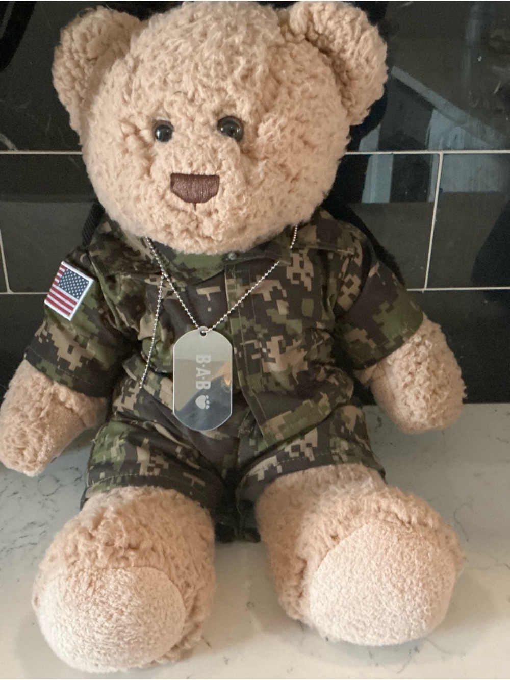 Build a bear teddy bear plush 16” animal camo shirt and pants navy USA marines